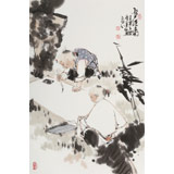 【已售】連紅武 四尺三開《書經(jīng)圖》 徐悲鴻畫院華北分院副院長