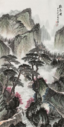 【已售】王友金 四尺《觀瀑圖》