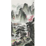 【已售】王友金 四尺《春山訪友圖》