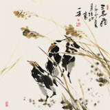 【已售】著名女畫(huà)家一方四尺斗方畫(huà)《三思圖》