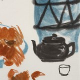 【已售】王永剛 斗方小品《蟹肥把酒》 78歲國(guó)家一級(jí)美術(shù)師