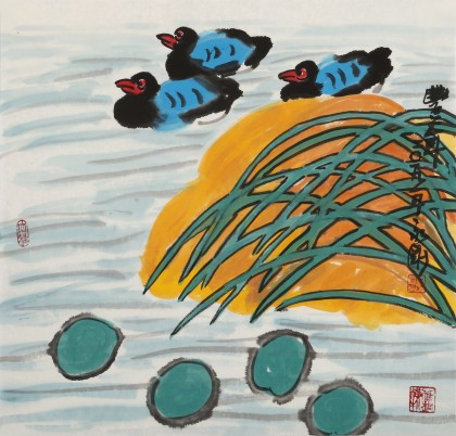 王永剛 三尺斗方《荷塘情趣》 78歲國家一級美術(shù)師