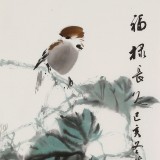 【已售】陳薪名《福祿長久》中美協(xié)會員 第六屆全國花鳥畫展金獎獲得者