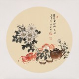 【已售】鄒本財 團扇《菊花黃時蟹正肥》 公主嶺市美協(xié)常務(wù)副主席