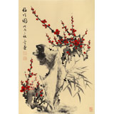 【已售】何華賢 四尺三開《梅竹圖》 潁淮書畫名家