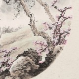 【已售】鄒本財(cái) 團(tuán)扇《踏青圖》 公主嶺市美協(xié)常務(wù)副主席