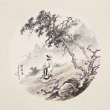 【已售】鄒本財(cái) 團(tuán)扇《踏青圖》 公主嶺市美協(xié)常務(wù)副主席