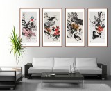 邢書波 四條屏《紫氣東來(lái)》 中美協(xié)會(huì)員 清華美院創(chuàng)作班導(dǎo)師（詢價(jià)）