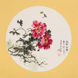 【已售】鄒本財(cái) 團(tuán)扇牡丹《春到洛陽》 公主嶺市美協(xié)常務(wù)副主席