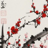 【已售】何華賢 四尺三開梅花圖《帶雪迎春》 潁淮書畫名家