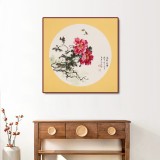 【已售】鄒本財(cái) 團(tuán)扇牡丹《春到洛陽(yáng)》 公主嶺市美協(xié)常務(wù)副主席