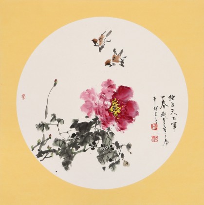 鄒本財 團(tuán)扇《獨占天下第一春》 公主嶺市美協(xié)常務(wù)副主席