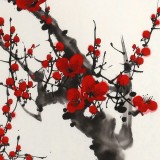 【已售】何華賢 四尺三開梅花圖《帶雪迎春》 潁淮書畫名家