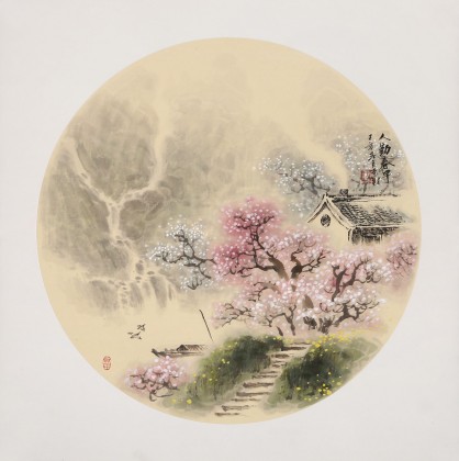 【已售】鄒本財(cái) 團(tuán)扇《人勤春早》 公主嶺市美協(xié)常務(wù)副主席