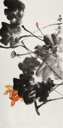 庾超然 三尺《荷風(fēng)圖》 黃鶴樓書畫院院長(zhǎng)