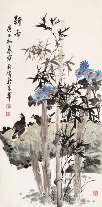 王寶欽 三尺《新雨》當(dāng)代花鳥牡丹畫名家（詢價）