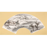 【已售】鄒本財 卡紙扇面《漁樂圖》 公主嶺市美協(xié)常務(wù)副主席