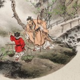 【已售】鄒本財 團扇《尋隱者不遇詩意》 公主嶺市美協(xié)常務副主席