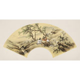 【已售】鄒本財 卡紙扇面《天朗氣清圖》 公主嶺市美協(xié)常務(wù)副主席