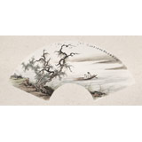 【已售】鄒本財(cái) 卡紙扇面《秋江萬里舟自橫》 公主嶺市美協(xié)常務(wù)副主席