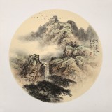 【已售】鄒本財 團扇《山中一夜雨》 公主嶺市美協(xié)常務(wù)副主席