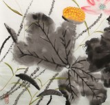 【已售】何一鳴 四尺斗方《風(fēng)定荷更香》