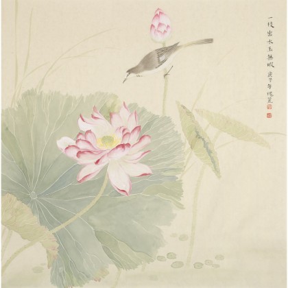 張瑰麗 四尺斗方工筆《一枝水玉無暇》 湖南省美術家協(xié)會會員