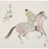 曹建濤 四尺斗方《策馬圖》 獨(dú)具特色水墨人物畫家