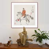 【已售】曹建濤 四尺斗方《策馬圖》 獨具特色水墨人物畫家