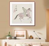 曹建濤 四尺斗方《策馬圖》 獨(dú)具特色水墨人物畫家