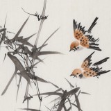 何華賢 四尺三開《竹報(bào)平安》 潁淮書畫名家