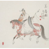 曹建濤 四尺斗方《策馬圖》 獨(dú)具特色水墨人物畫家