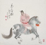 曹建濤 四尺斗方《策馬圖》 獨(dú)具特色水墨人物畫(huà)家