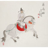 曹建濤 四尺斗方《策馬圖》 獨(dú)具特色水墨人物畫家