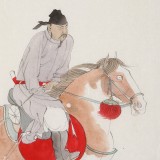 【已售】曹建濤 四尺斗方《策馬圖》 獨(dú)具特色水墨人物畫(huà)家