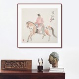 【已售】曹建濤 四尺斗方《策馬圖》 獨具特色水墨人物畫家