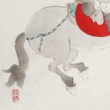 曹建濤 四尺斗方《策馬圖》 獨具特色水墨人物畫家