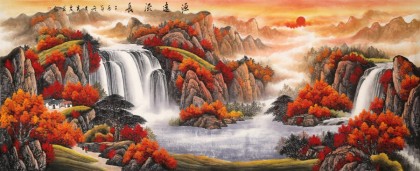 吳東 小八尺《源遠流長》 著名易經(jīng)風(fēng)水畫家