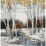 何一鳴 四尺斗方《瑞雪豐年》 冰雪畫(huà)派畫(huà)家 師從于志學(xué)