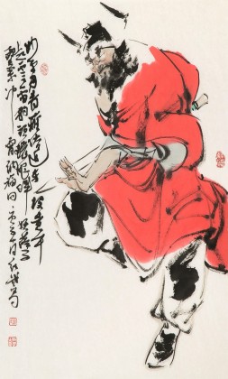 【已售】連紅武 四尺三開《鎮(zhèn)宅圖》 徐悲鴻畫院華北分院副院長