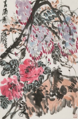 崔春剛 四尺三開《春滿園》 青年才俊 中國當(dāng)代書畫研究院理事