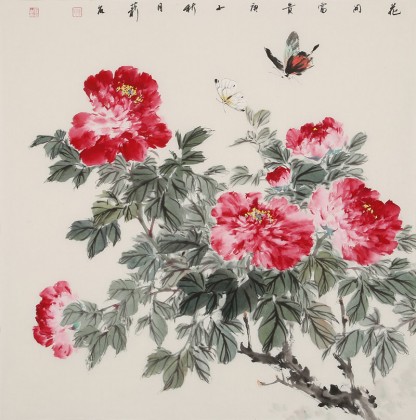 【已售】陳薪名 四尺斗方《花開富貴》 中美協(xié)會(huì)員 第六屆全國(guó)花鳥畫展金獎(jiǎng)獲得者
