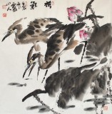 四川美協(xié)會員西蜀山人四尺斗方《荷氣》