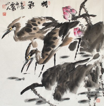 四川美協(xié)會員西蜀山人四尺斗方《荷氣》