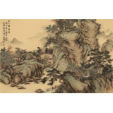 吳顯剛 四尺三開(kāi)《溪山歸隱圖》 貴州七星關(guān)美協(xié)主席