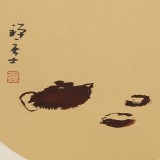 周自豪 扇面《品茗》 當(dāng)代著名禪意畫家