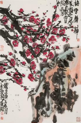 崔春剛 四尺三開《梅雪精神》 青年才俊 中國當(dāng)代書畫研究院理事