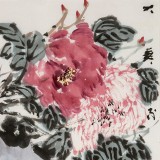 崔春剛 四尺三開《花開富貴》 青年才俊 中國(guó)當(dāng)代書畫研究院理事