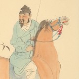 曹建濤 四尺三開(kāi)《馬到成功》 獨(dú)具特色水墨人物畫(huà)家