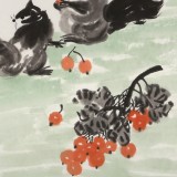 【已售】王永剛 三尺斗方《得果圖》 國家一級(jí)美術(shù)師